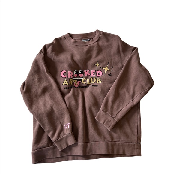 Crooked Tongues Brown Crewneck sweatshirt - Picture 1 of 2
